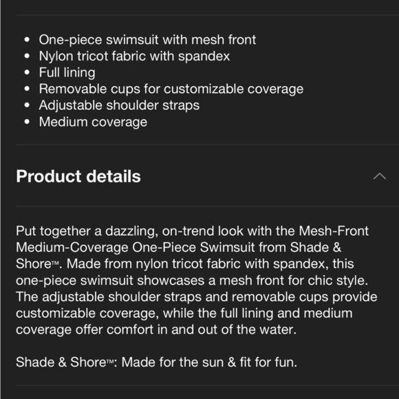 Shade and Shore Mesh Front Medium Coverage One Piece Swimsuit size XL Black - Picture 6 of 11